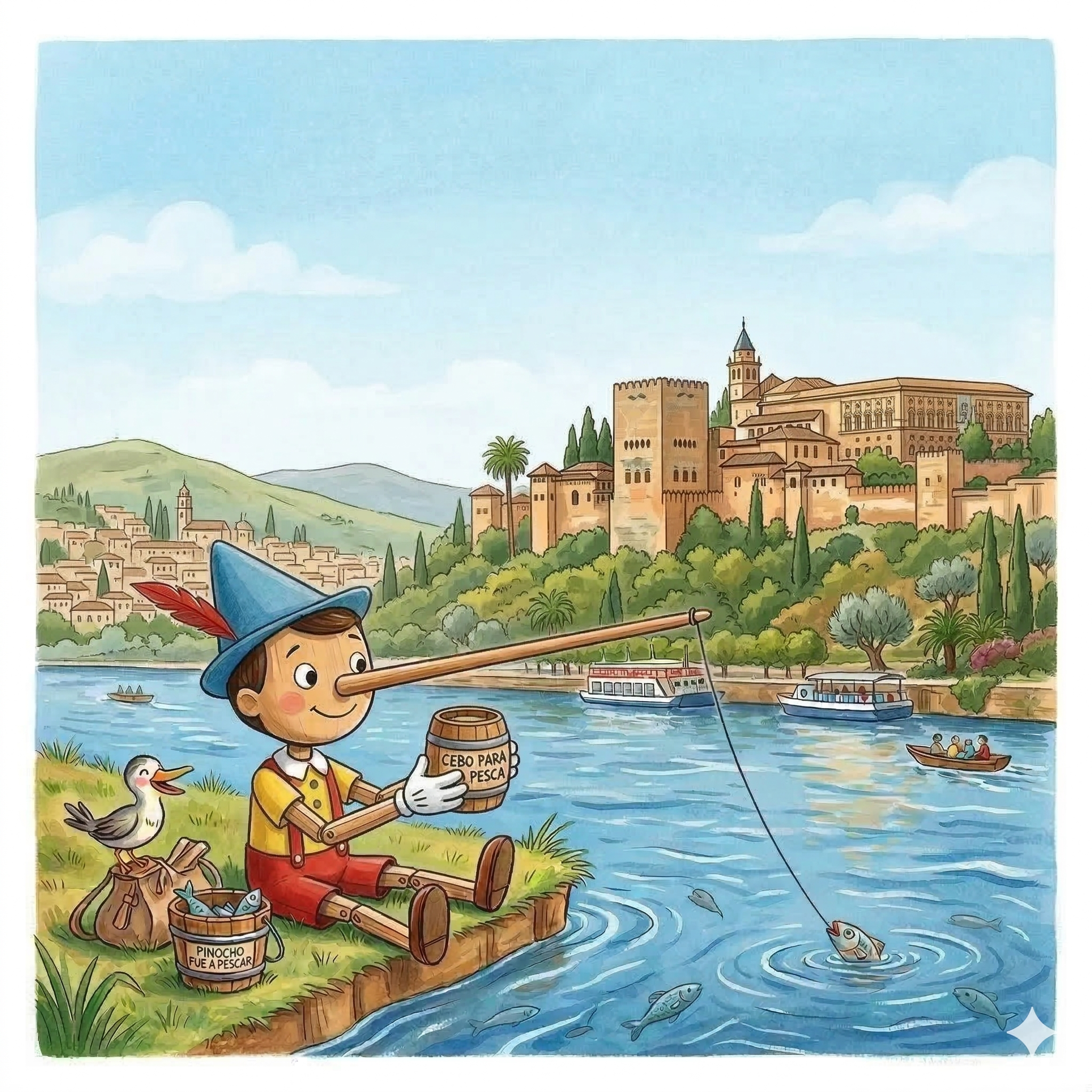 Pinocho y el palacio mágico de los sultanes junto al río Genil