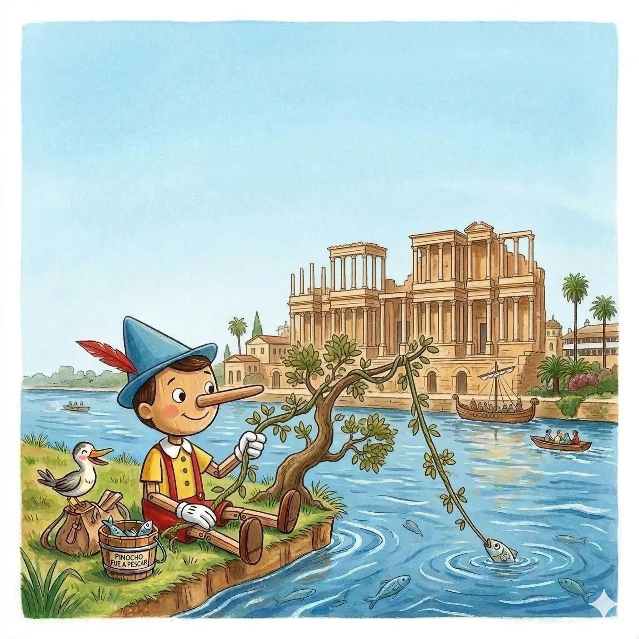Pinocho y su increíble viaje romano por el juguetón río Guadiana