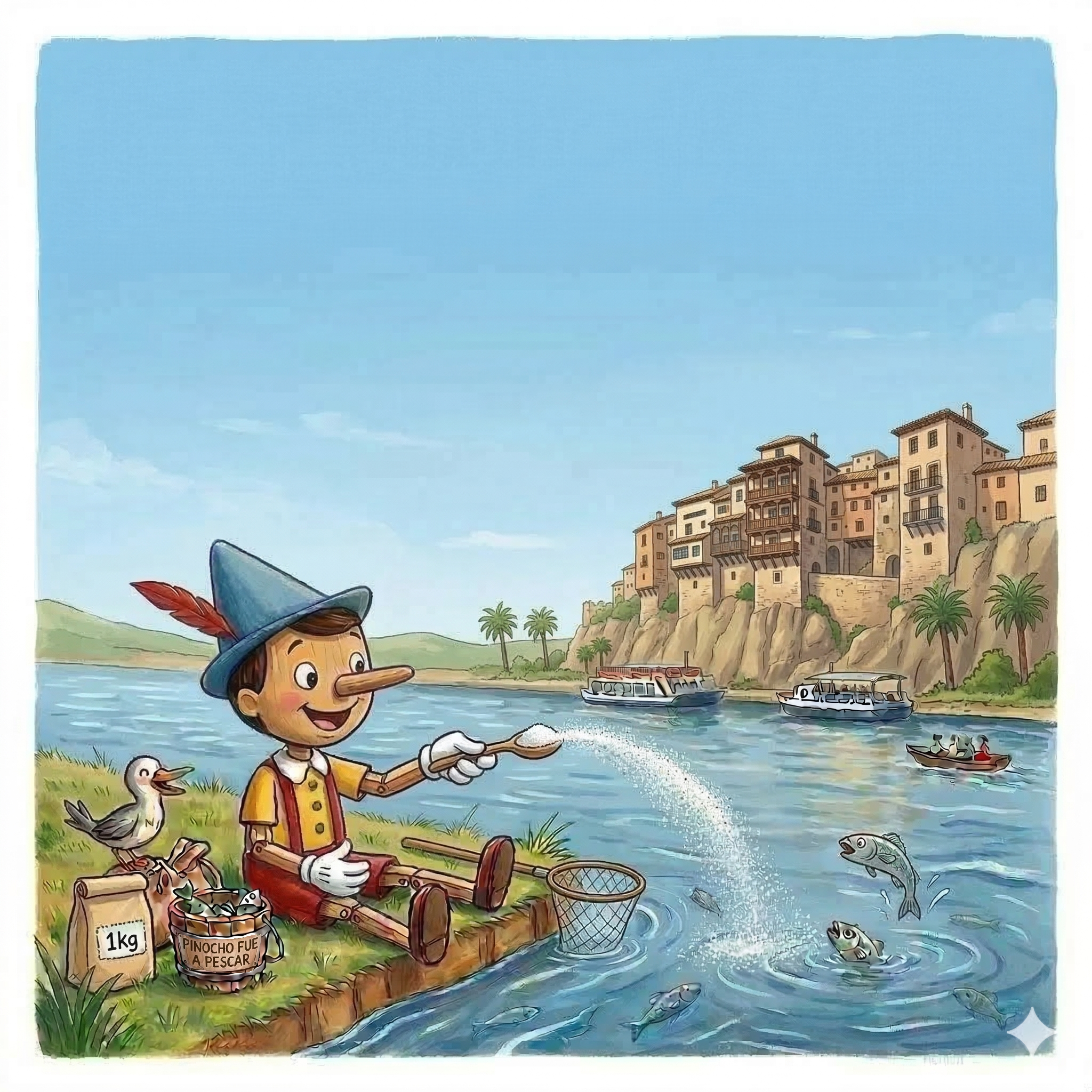 Pinocho y las casas que vuelan sobre el increíble río Júcar
