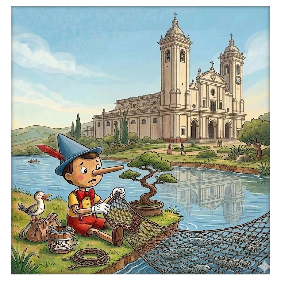 Pinocho y su pequeño arbolito mágico en el gran río Paraguay